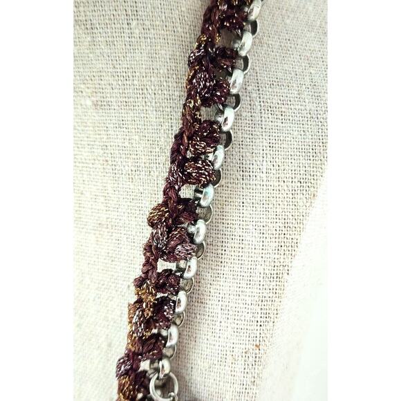 Necklace-Vintage St. John-Multi Strand-Beads-Woven-Dark Purple-Gold-22 in - Picture 6 of 14